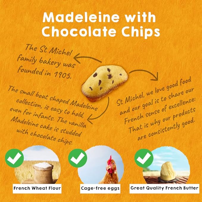 St Michel Madeleines con Chispas de Chocolate, Pack de 2 (250g c/u) miniatura 2