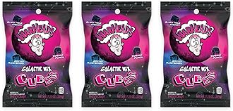 WARHEADS Galactic Mix Cubes - Sour Sweet & Fruity Chewy Candy - Black Hole Cherry, Rocket Raspberry & Cosmic Punch Flavors - 7.25 oz. Bags - 3 Pack