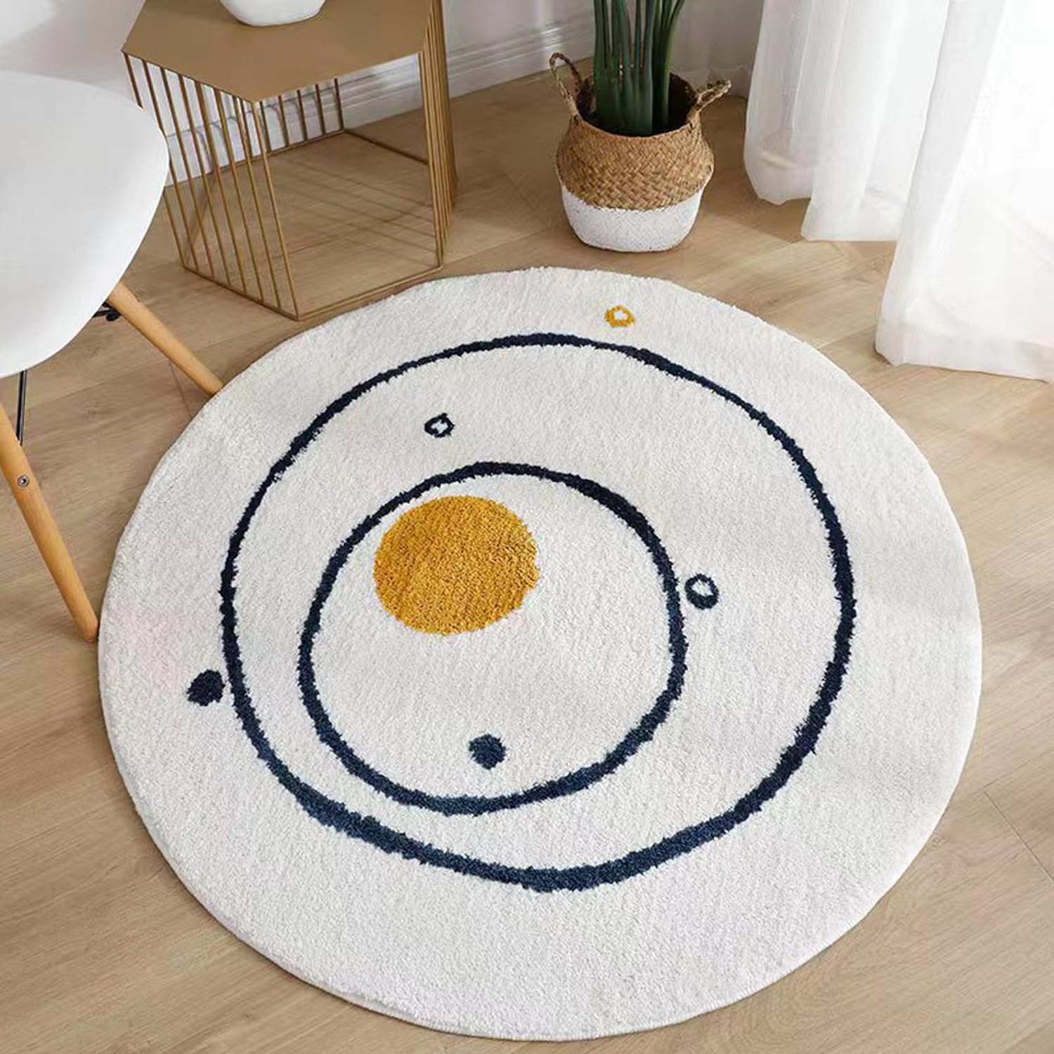 Miaogoo Round Area Rug Fluffy Circle Carpet for Bedroom Living Room, Non-slip Floor Carpet Office Home Decorative Mat Washable Floor Mat (100cm/39inch,Style D)