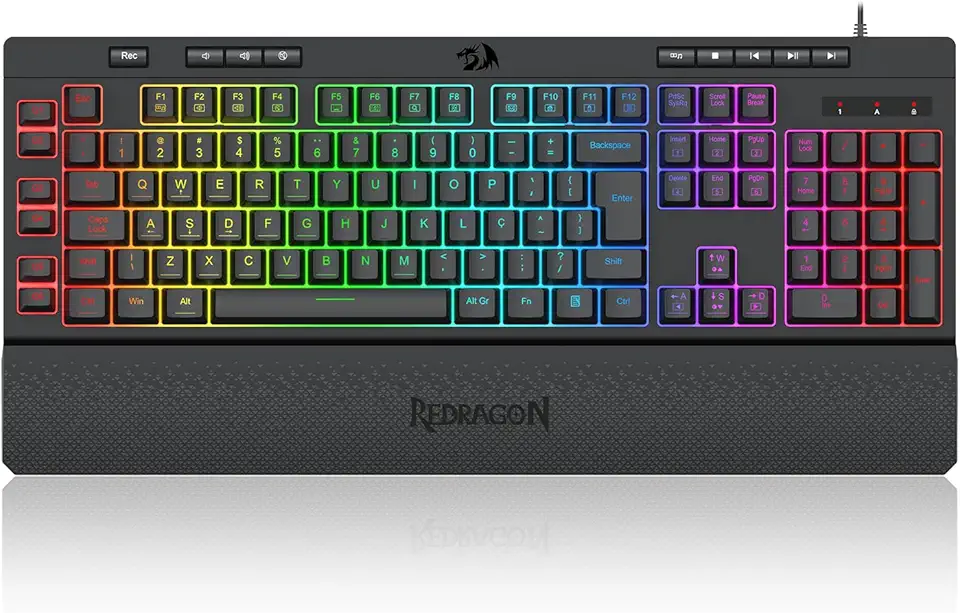 Teclado Gamer Membrana Redragon Shiva RGB V2 Preto K512RGB V2