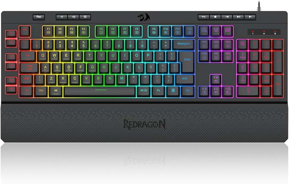 Teclado Gamer Membrana Redragon Shiva RGB V2 Preto K512RGB V2