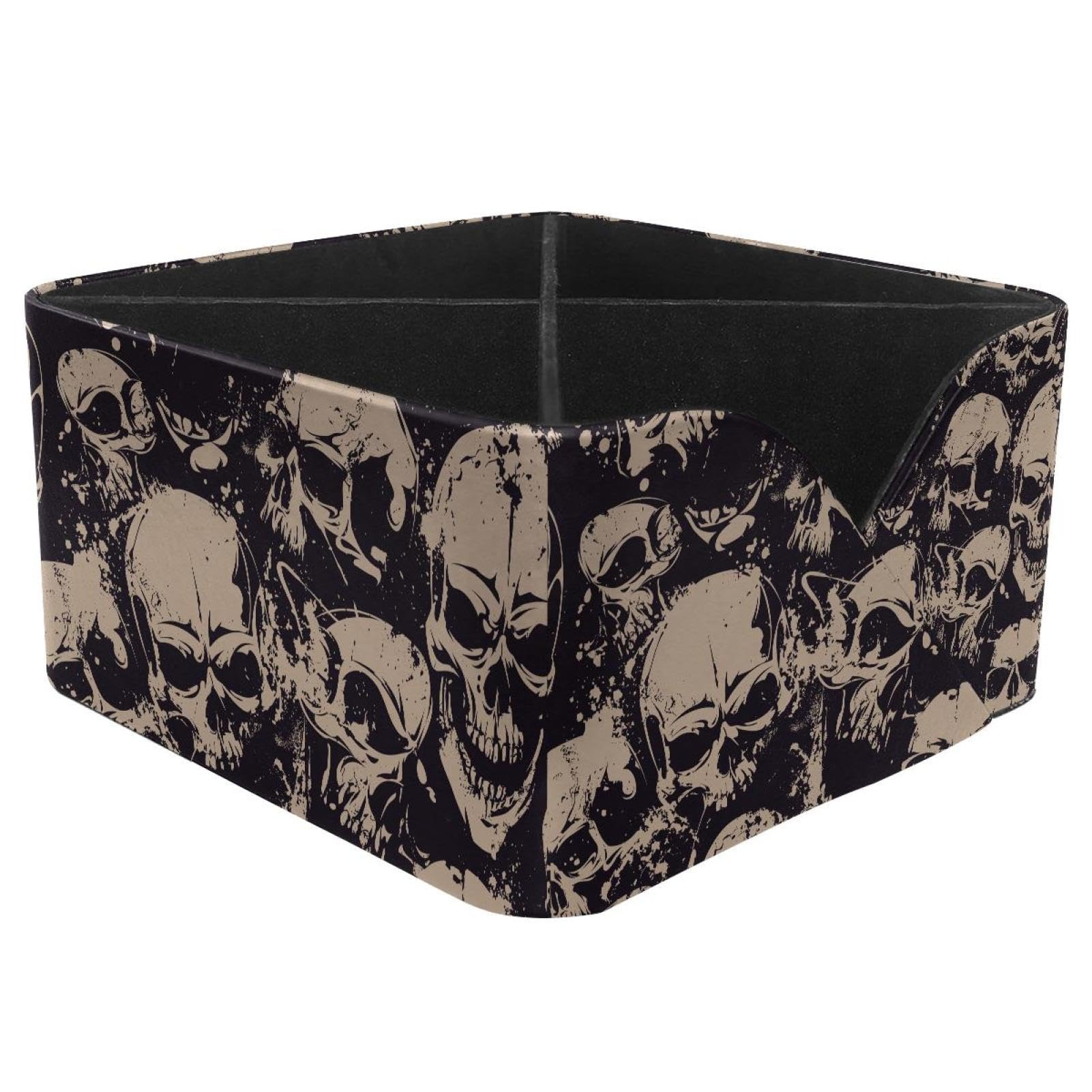 KengjuTesu Skulls Desktop Organizer Pen Holder, Rectangular Pencil Cup for Office, Study and Makeup Stations