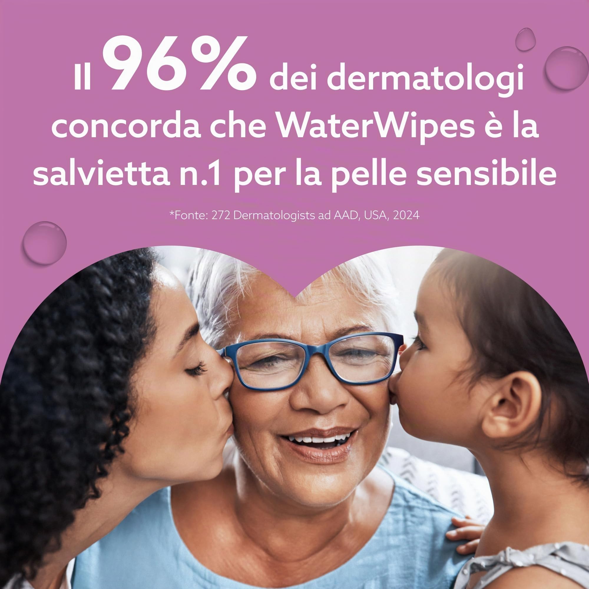 WaterWipes Sensitive+ Body & Intimate Wipes, 90 Pezzi (3 Confezioni), 99,9% Acqua, Senza Profumo