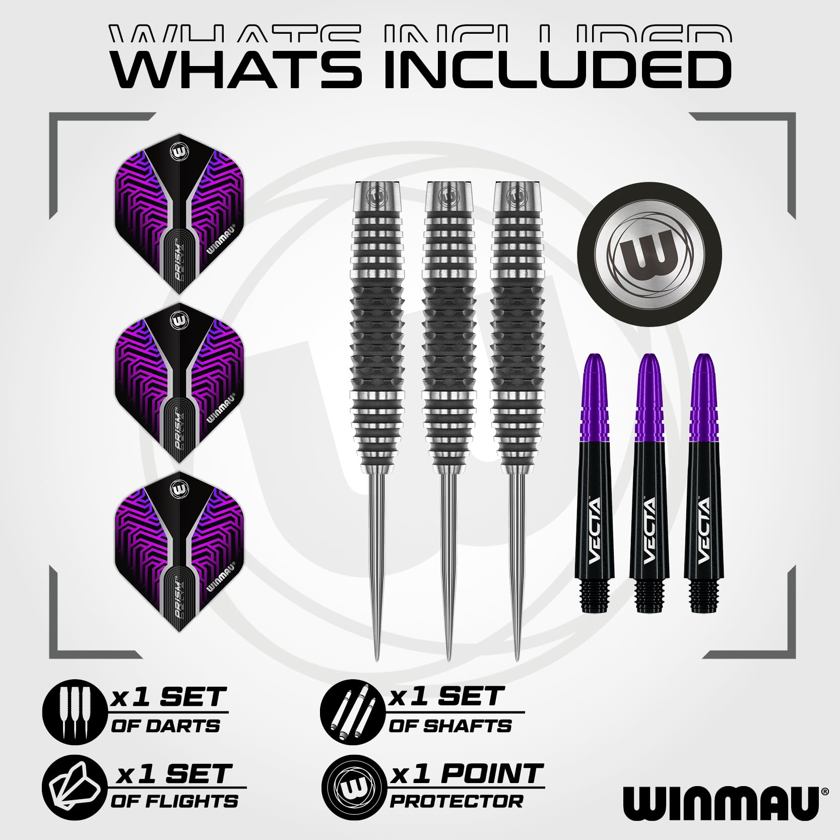 Winmau Darts Kairos 23g 90% Professional Tungsten Steel Tip Darts Set with Dart Flights and Dart Shafts (Stems)