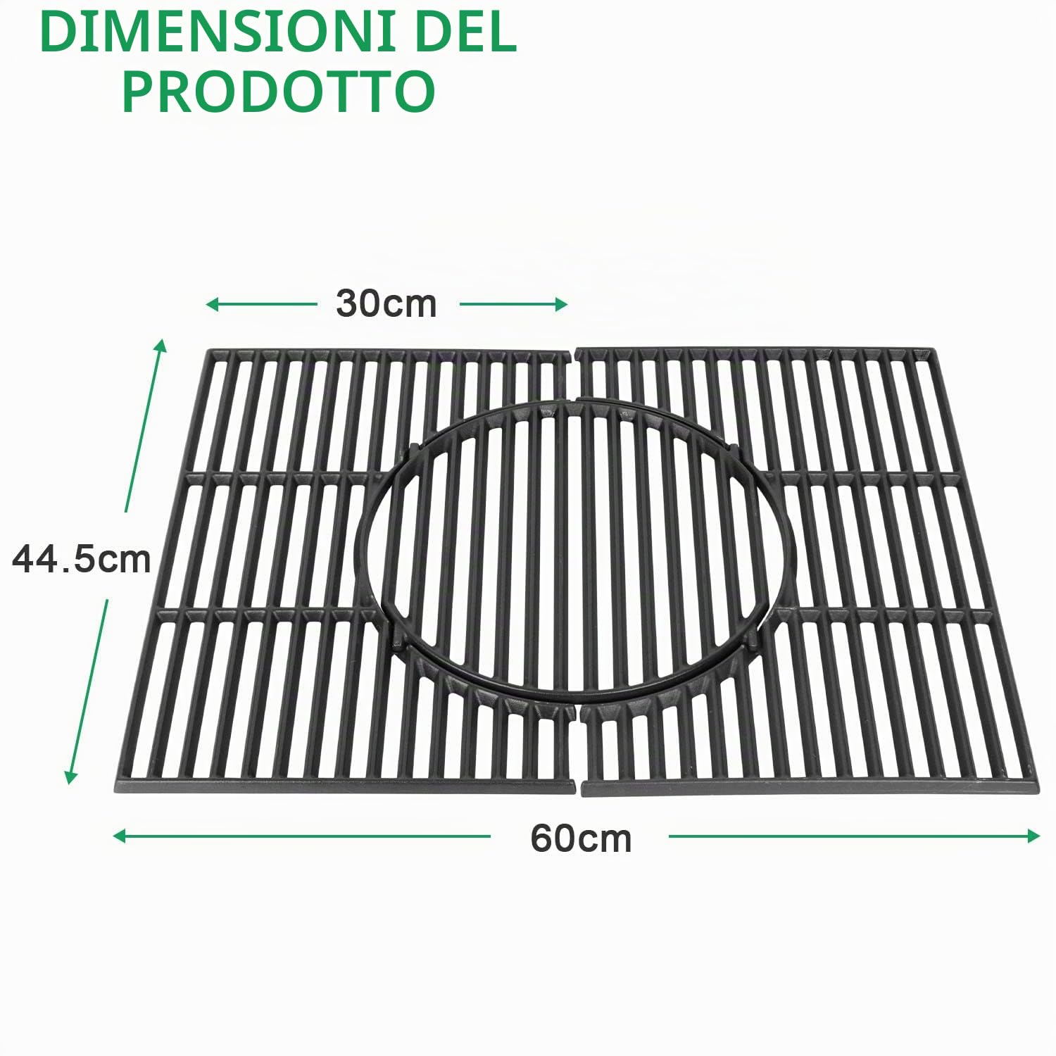 WELL GRILL Griglia in ghisa da 44,5 cm con accessori rotondi integrati per Weber Spirit I & II E/S 310 320 330 Series, Spirit 700, Genesis 1000-3500, Platinum B/C, Weber Gourmet BBQ System