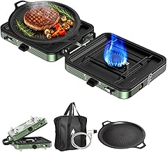 Portable Portable 2-Burner Camping Stove with Griddle