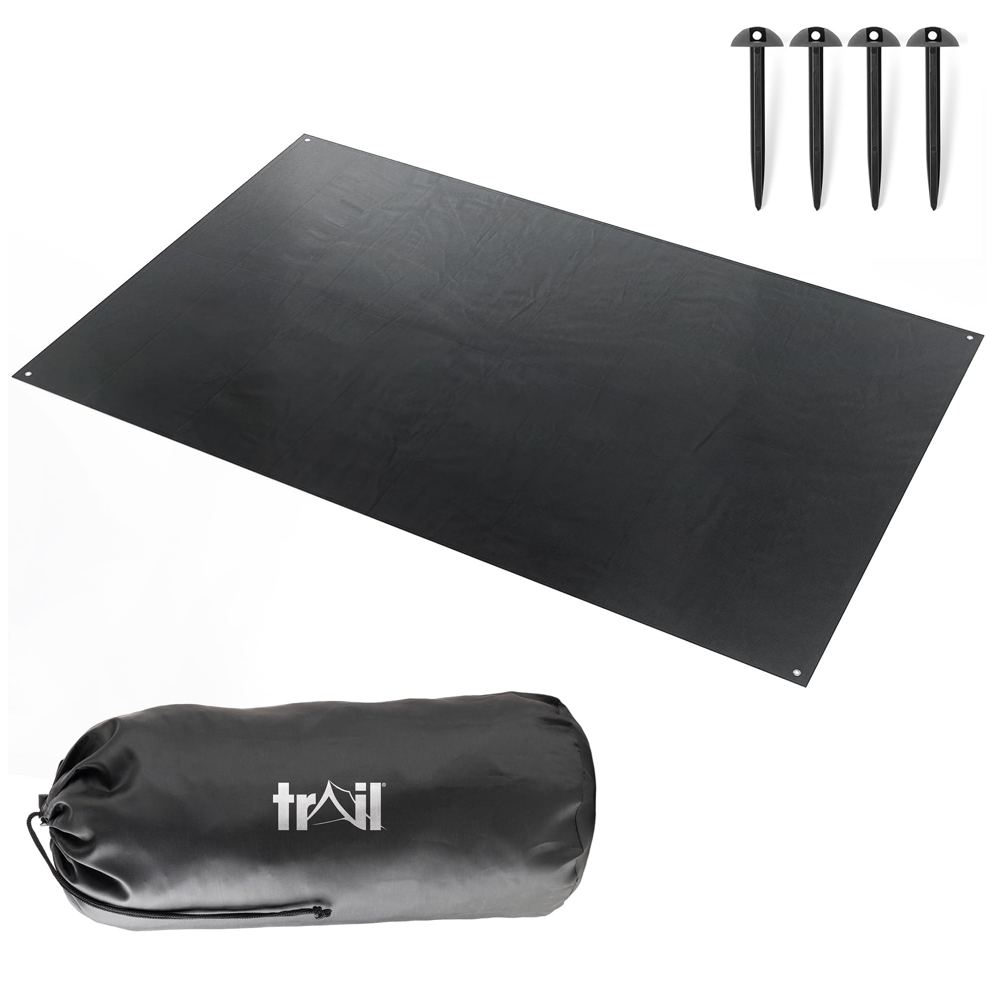 Trail Tent Footprint – Groundsheet Protector, 505cm x 320cm – Fits Trail Shilstone & Luxton 5 tents, Heavy-Duty Camping Tarp & Awning Ground Cover, Floor Saver with Pegs & Carry Bag Included