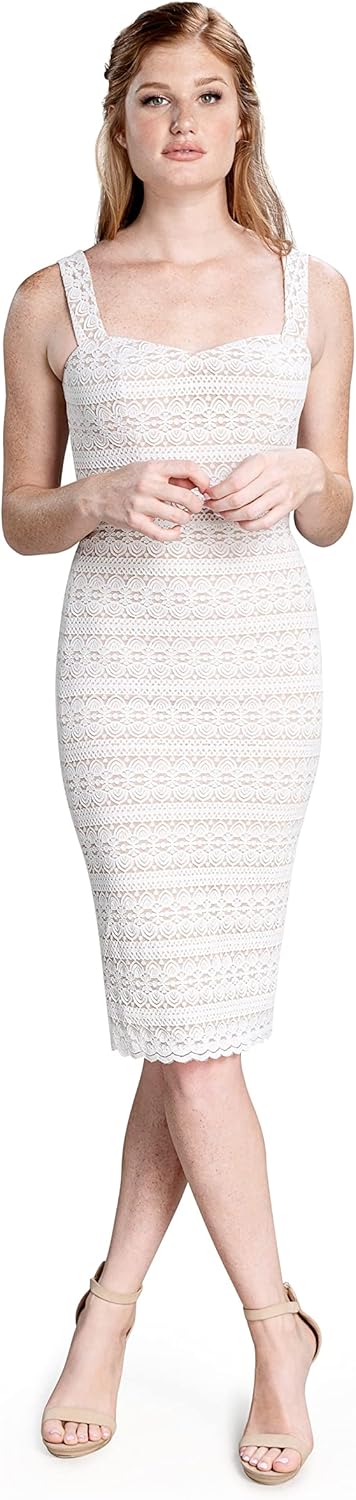 Dress the Population Women's Nicole Sweetheart Neck Bodycon Midi Dress