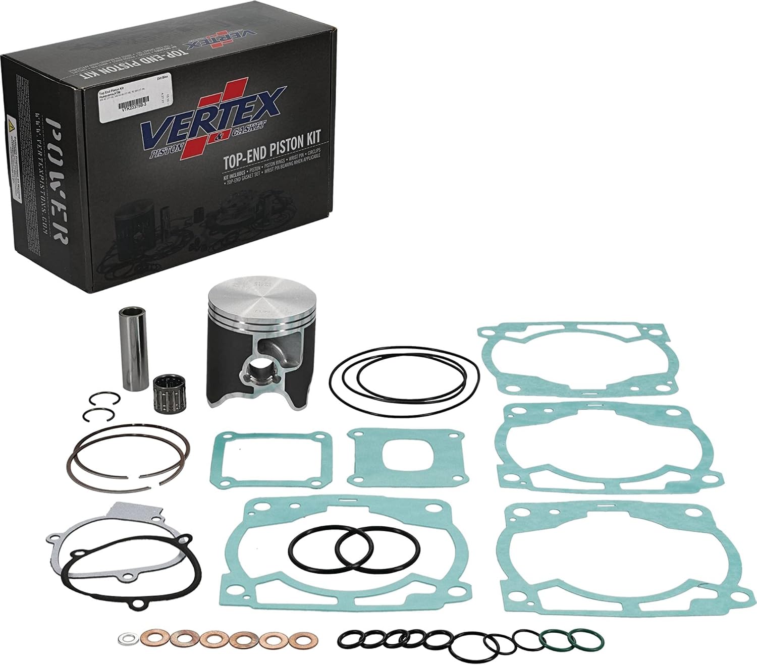 Vertex VTK23375B-3 Top End Piston Kit Compatible with/Replacement For Husqvarna TE 300, 300 XC-W, 300 XC-W Six Days 2017-2018, TX 300, KTM 300 XC 2017-2019 72 mm Cylinder Dia, 71.95 mm Piston Dia