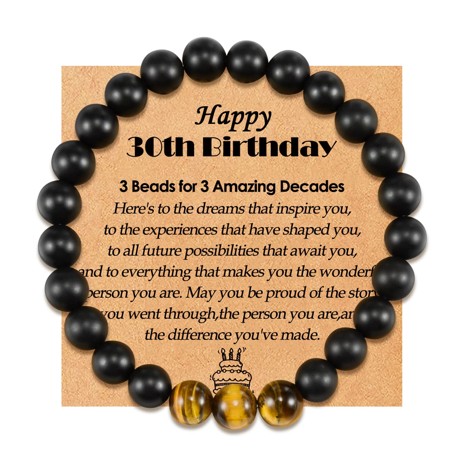 YELUWA 21°30°40°50°60°Regali di Compleanno per Lui Bracciale di Pietre Naturali per Padre Figlio Nonno Fratello Fidanzato Marito Anniversario San Valentino Festa del Papà Regalo di Laurea