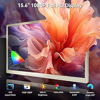 domyfan 15.6" Laptop Screen Extender, 120% sRGB FHD 1080P IPS Triple Portable Laptop Monitor Extender with Type-C USB HDMI Plug-Play for Mac, Windows, Chrome, Android, Fits All Laptops