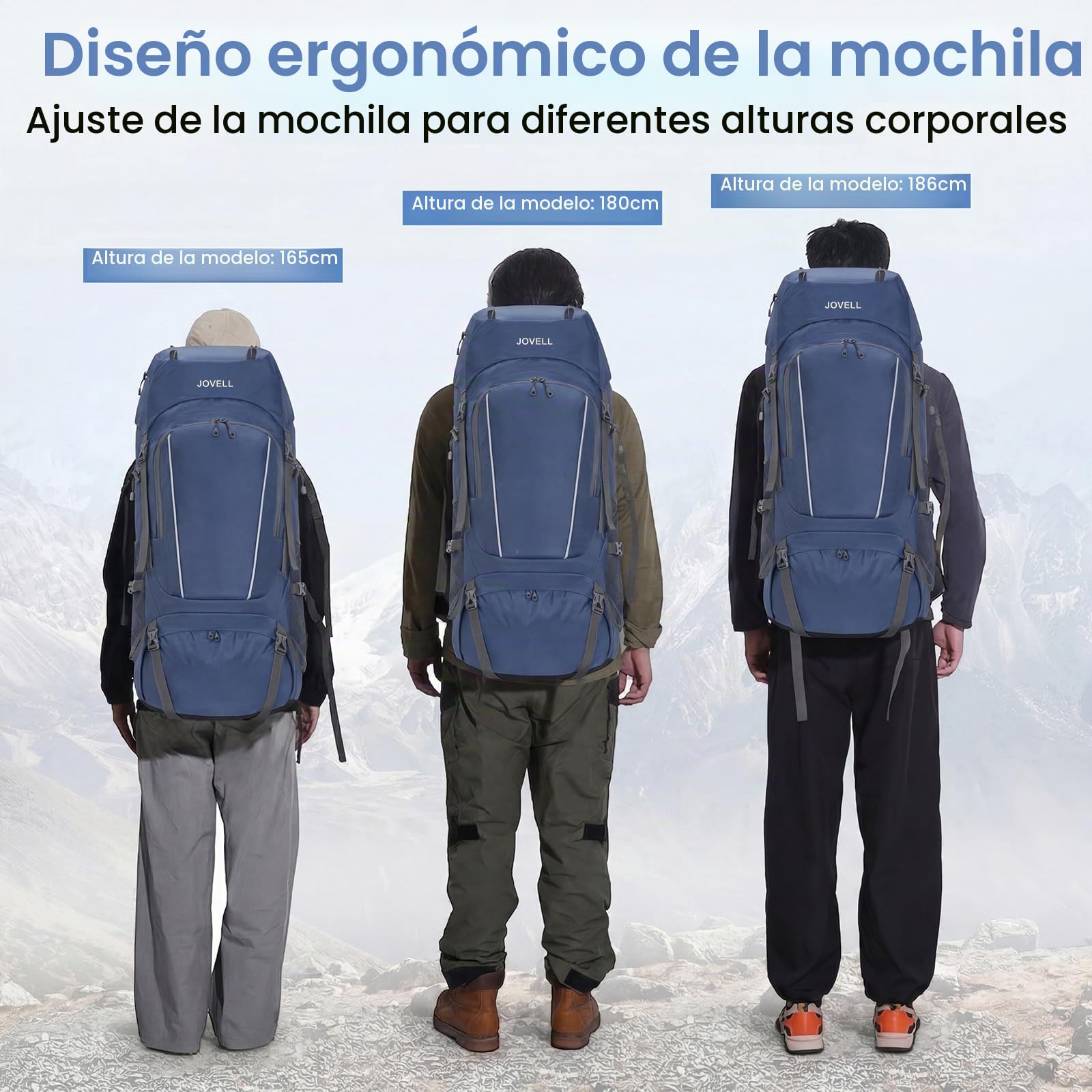 70L Mochila de Senderismo con Cubierta para Lluvia, Paquete de Viaje y Camping para Deporte al Aire Libre, Escalada, Excursionismo y Senderismo, Equipaje de Mochilero para Hombres y Mujeres (Azul)