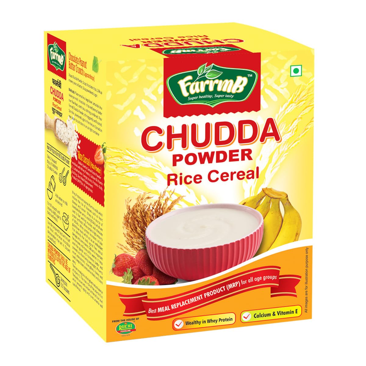 FarrmB Chudda Powder Rice Cereal | 500g | Healthy Meal Replacement with Whey Protein, Calcium & Vitamin E | Light & Wholesome Breakfast (500g, 1)-image-33
