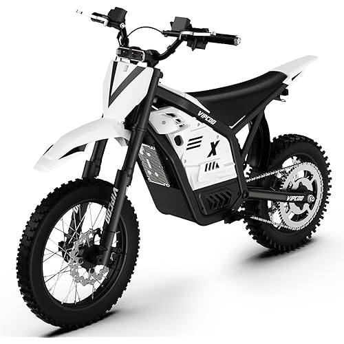 3500W Electric Dirt Bike for Teens Kids,VIPCOO H2 Electric Motorcycle for Adults,25° Slope,48V/23Ah Battery,14"/12" Off Road Tire,Dual Hydraulic Brakes & Full Suspension Fit Age 13+