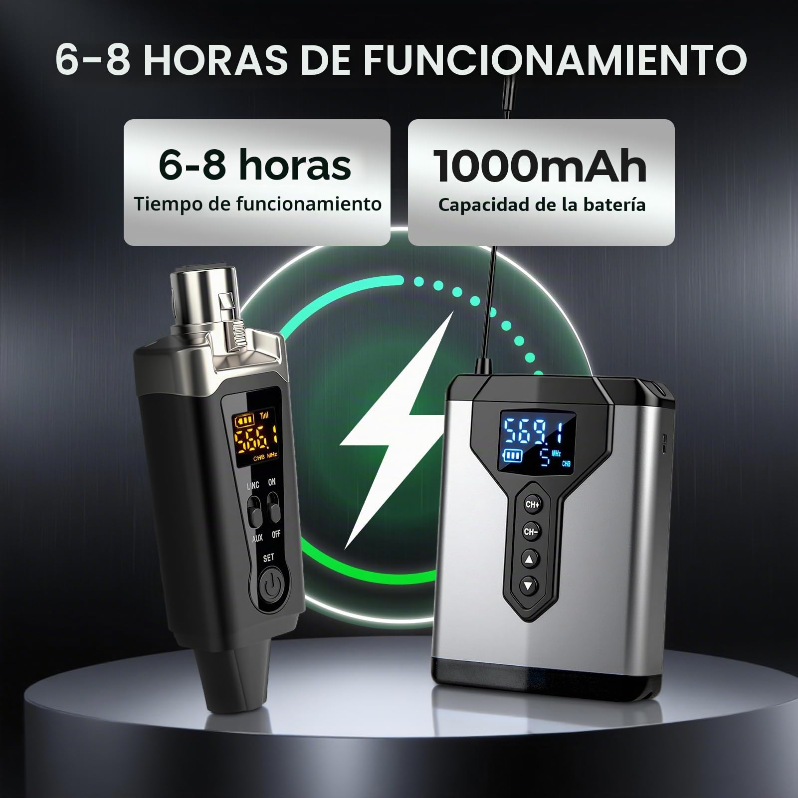 Depusheng T9-2 - Sistema de monitoreo intrauditivo inalámbrico con Clip transmisor en el Receptor, emparejamiento automático, monitoreo intrauditivo para Estudio, Guitarra, DJ, actuaciones en Directo