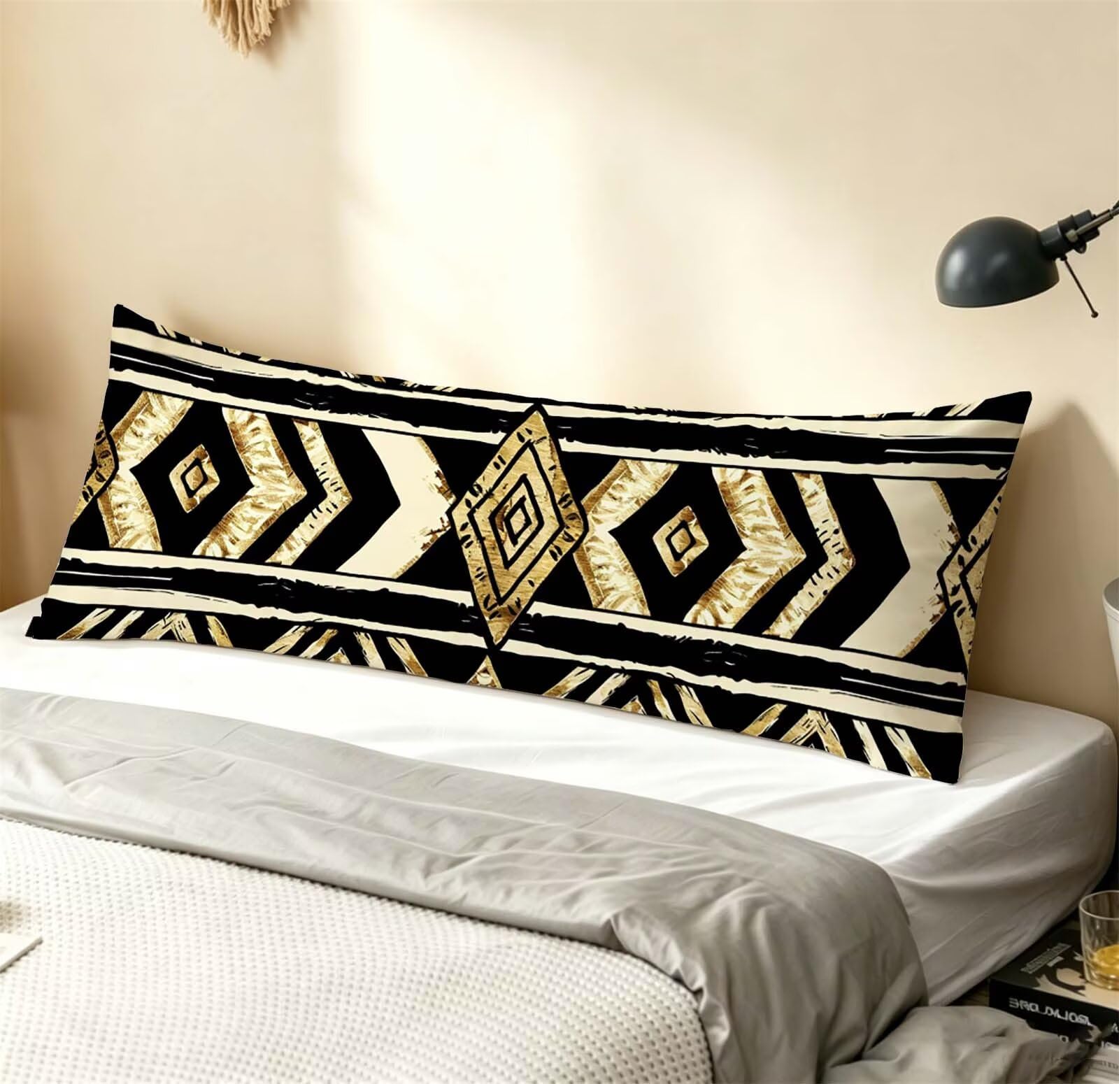 Fodera Cuscino 55 x 160 cm, Nero-5 Velluto Copricuscini Letto, | con Invisibile Cerniera, Morbida e Traspirante, per biancheria da letto, divano, hotel, chi dorme sul fianco Astratto j-189