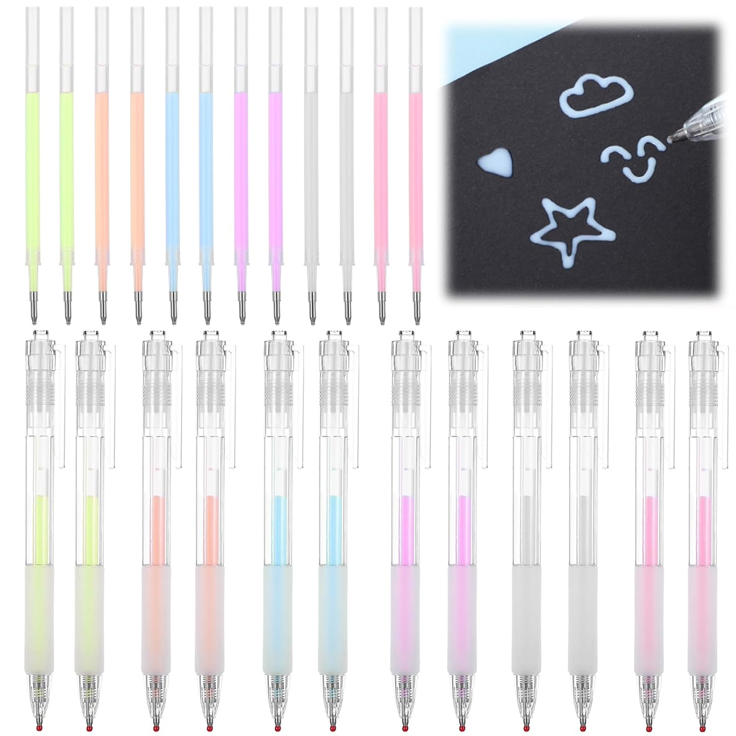 12Pcs Quick Dry Glue Pen Ballpoint Roller Glue Pen, Apply Glues Like Writing Easy Precise Control Fine Tip Craft Pens Classroom Supplies for Craft Scrapbook Card Making Foil Calligraphy Artist