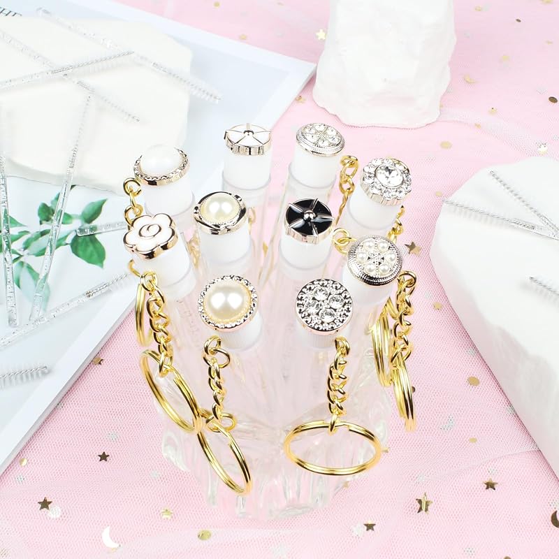 SenRocc Escovinhas para Máscara de Cílios com Tubos Reutilizáveis e Chaveiro Pearl-Diamond-KC, Pacote com 10