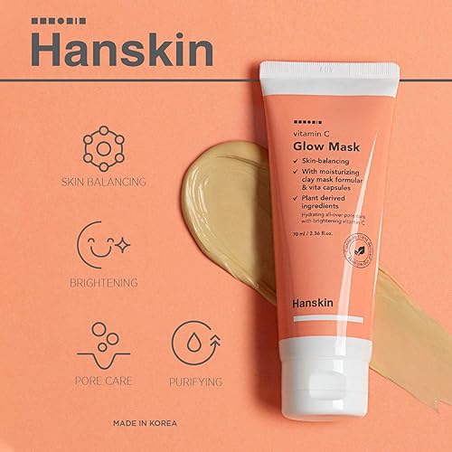 Miniatura 2 de Hanskin Máscara de vitamina C, máscara de arcilla con ácido ascórbico para una piel brillante y purificación, hidratación e hidratación [2.4 fl oz]