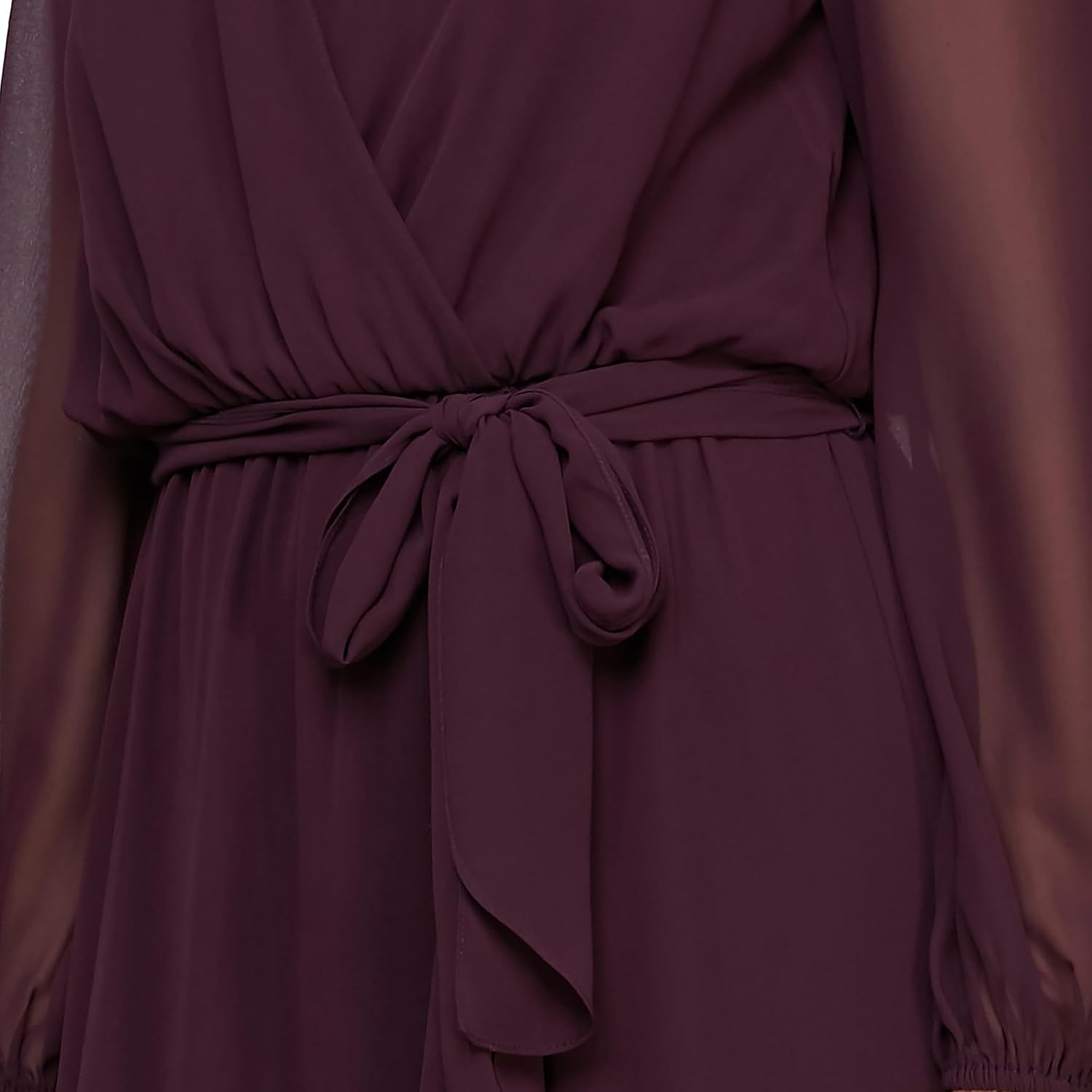 S.L. Fashions Women's Short Sleeve Chiffon V-Neck Wrap Dress with Cascade Ruffle - Image 3