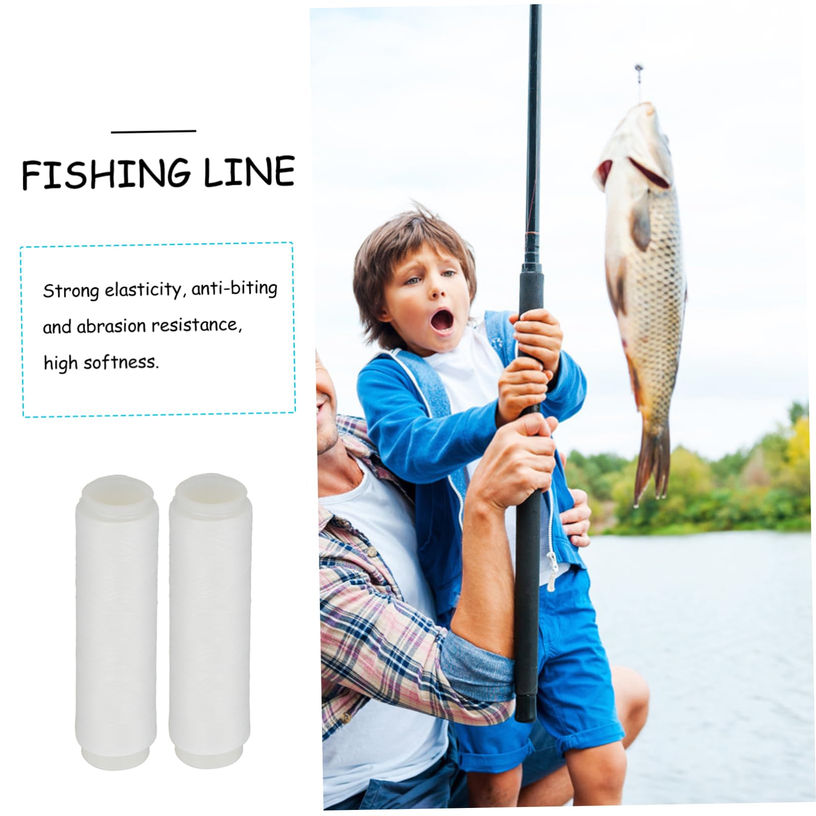 Totority 2 Pack Nylon Fishing Line Spool Tackle Skid-Resistant High Abrasion Resistance Compact for