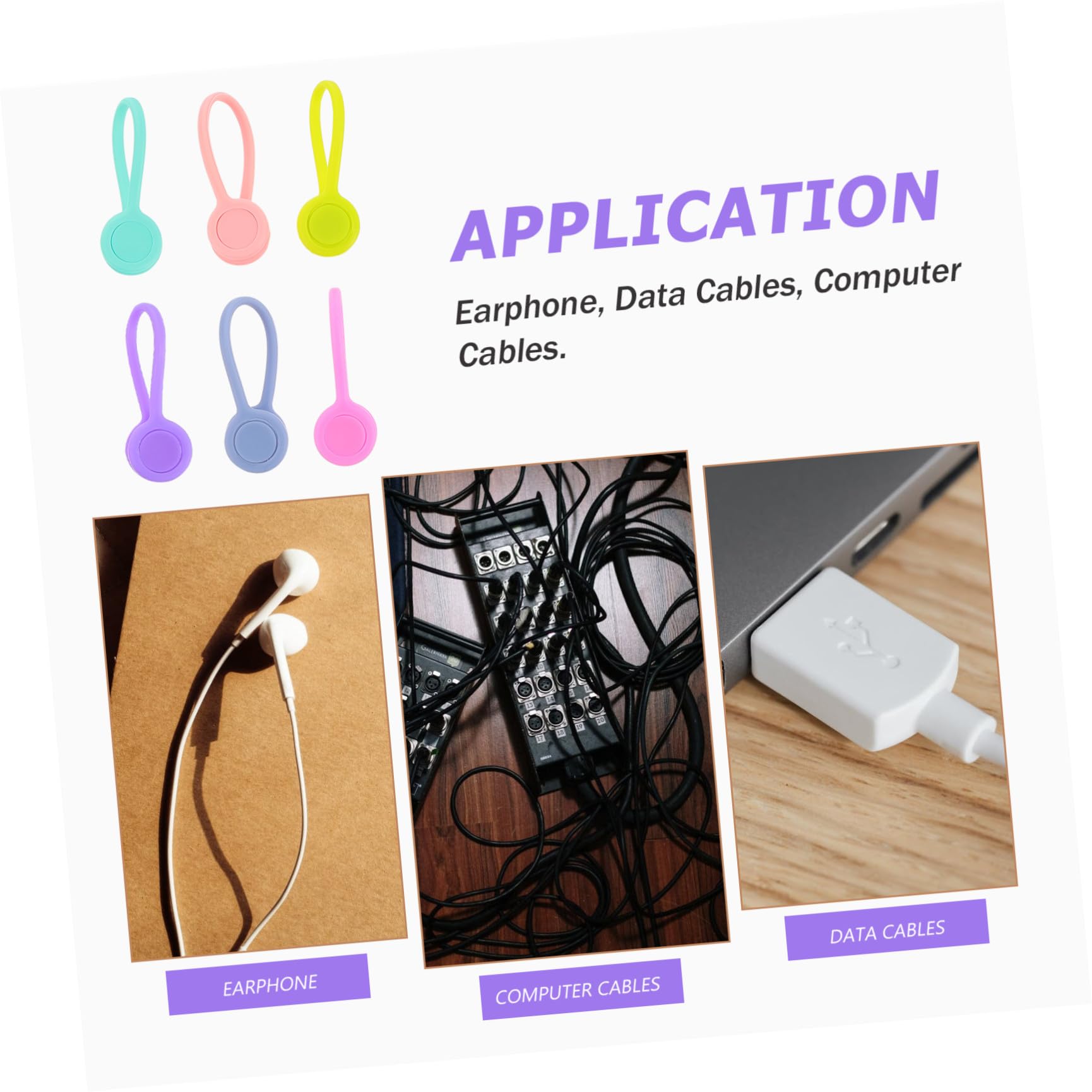 UKCOCO 48 Piezas Abrazadera De Cable Enrollador De Cable Magnético Organizadores De Cables Clips De Marcadores Bridas Magnéticas De Silicona Tapones Para Los Oídos Imán Gel De Sílice