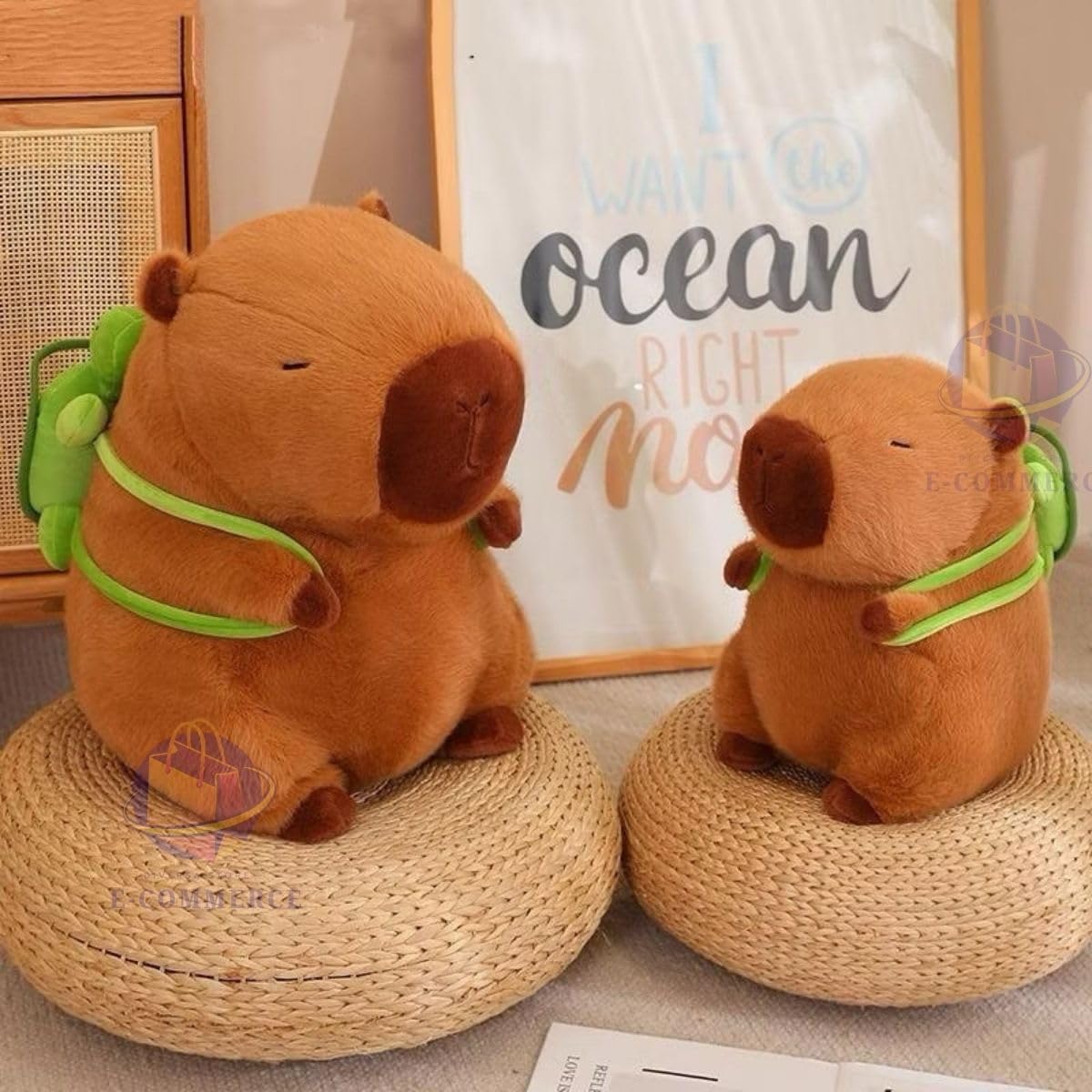 Brinquedo De Pelúcia Capivara Com Mochila Tartaruga Fofo