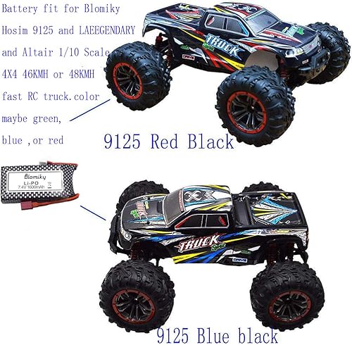 Miniatura 3 de Blomiky 1 paquete de 11.84 Wh 7.4 V 1600 mAh T conector de batería Li-Po y cable USB para 9125 1/10 escala 4X4 48KMH 4X4 Fast RC Truck Cars 25-DJ02