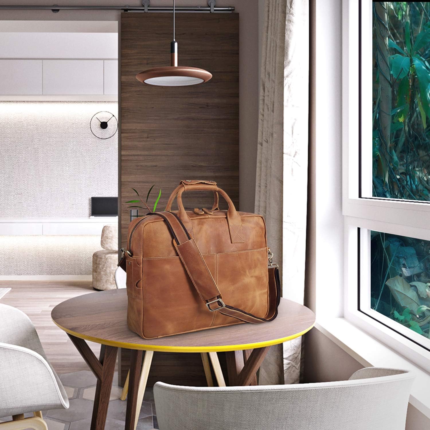 Amаzоn Crаzу 🔥 Dеаlѕ Genuine Full Grain Leather Men's 16 Inch Laptop Briefcase Messenger Bag Tote Satchel Bag with YKK Metal Zippers(Light Brown)