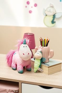 NICI 49106 Cuddly Unicorn Midnight Floral 22cm Pink Standing-Sustainable Made Plush, Cute Soft Toy to Cuddle and Play with, for Children & Adults, Gift idea