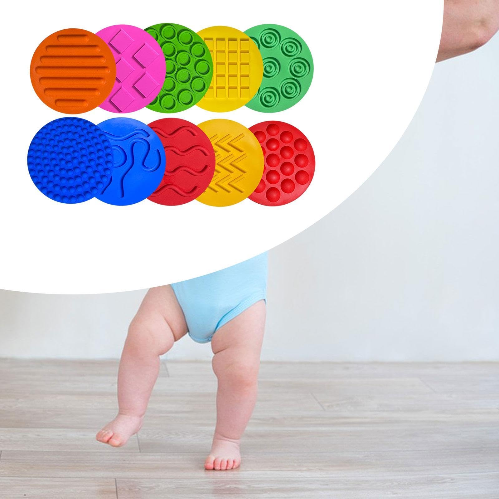10 Stück Sensory Mat Sensorikpads Kreisscheiben Touchmatten Spielplatten für Lernfördernde Aktivitäten für Kinder Kindergarten Vorschulgruppe
