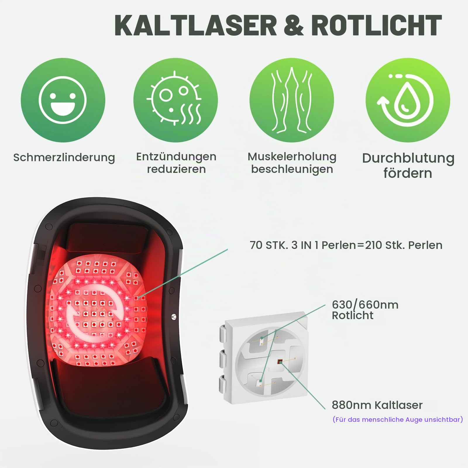 iKeener Knie Massagegerät Arthrose Schnurloses mit Wärme und Vibration, FDA Zugelassen 210pcs Kaltlaser Infrarot Kniemassagegerät für Knieschmerzen Knie Steifheit Bänder Muskelverletzung