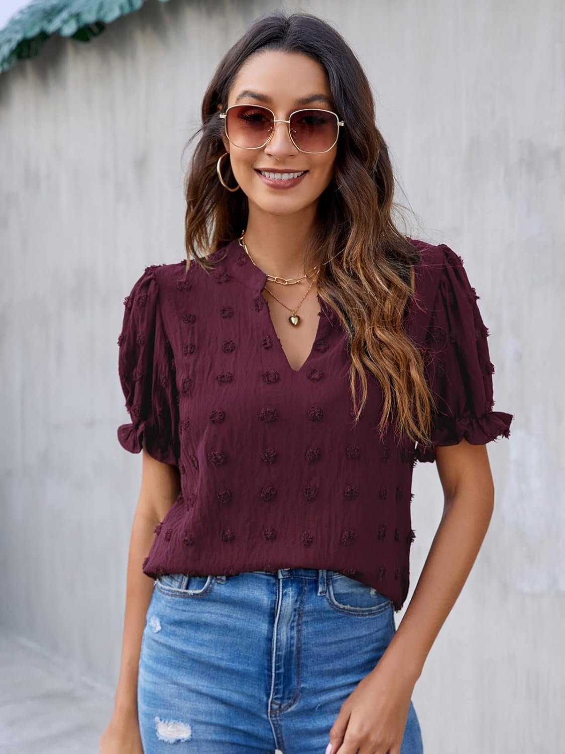 Blooming Jelly Women's Puff Sleeve Casual Tops Fashion White Polka Dot Blouses Dressy Ladies Summer Tops - Image 2