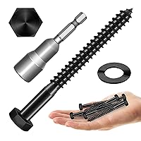 Vista 28 de Mywish (8 juegos) pernos de retraso de cabeza hexagonal de 1/2 x 3 pulgadas, tornillos de retraso resistentes con arandelas, pernos de acero