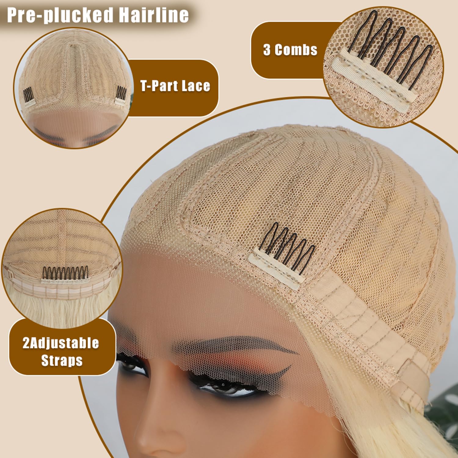 613 Lace Front Wigs Pre Plucked Body Wave Wigs Wear and Go Glueless Blonde Loose Wavy Wig Heat Resistant Synthetic Lace Front Wigs for Black Women Natural Hairline