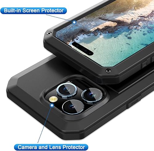 Miniatura 7 de Marrkey Compatible con iPhone 15, funda protectora de cuerpo completo 360, resistente a los golpes, armadura resistente, funda de metal de aleación