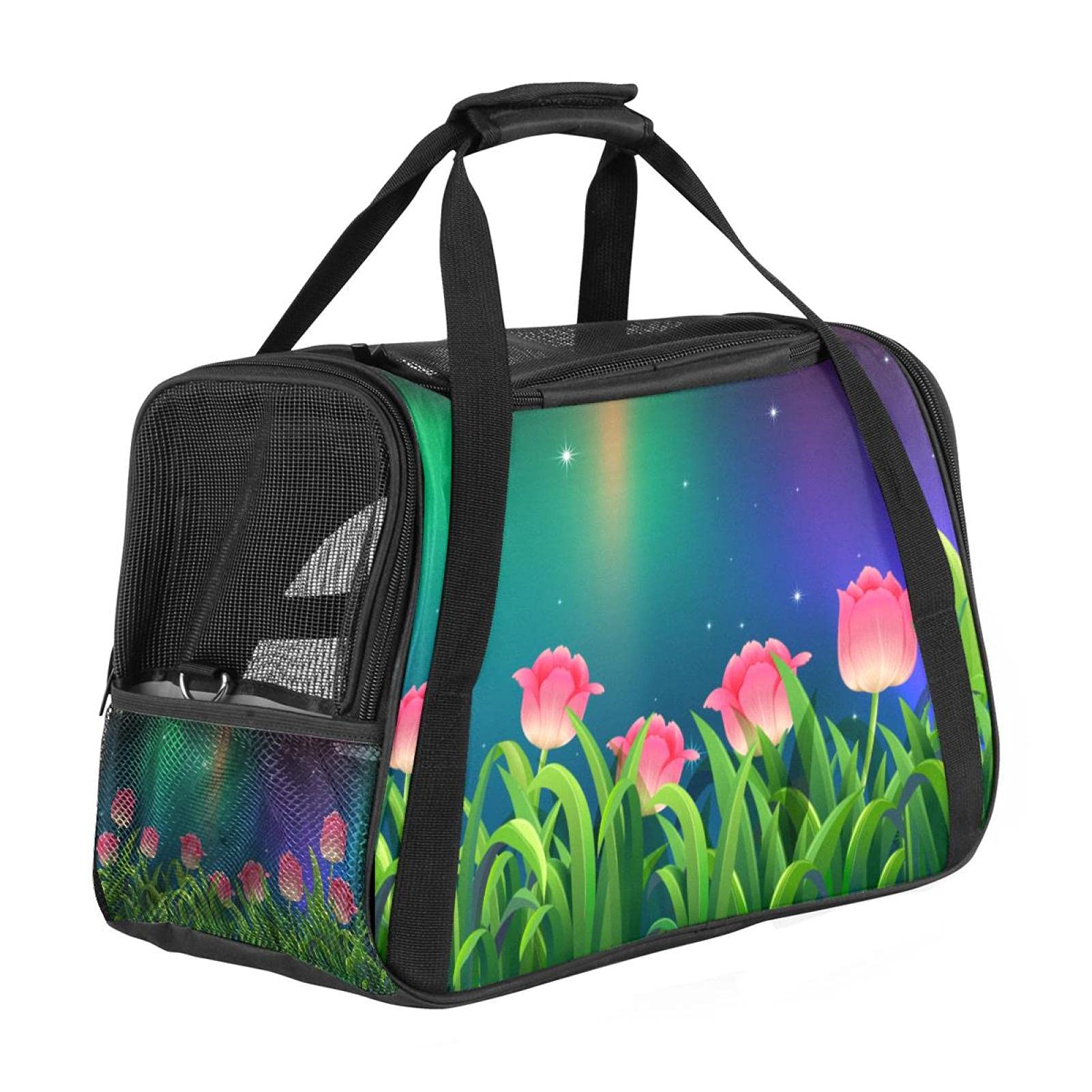 Sac de transport pour chat et chien | Voyage en avion serein avec ce sac imprimé tulipes