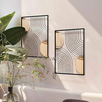 AOTTSD Wall Art Decor Metal For Living Room Dining Room Bedroom, 3D Abstract Wall Sculptures Home Decor Hanging Decorations Ornament, Wrought Iron Handmade GiftsColorCC