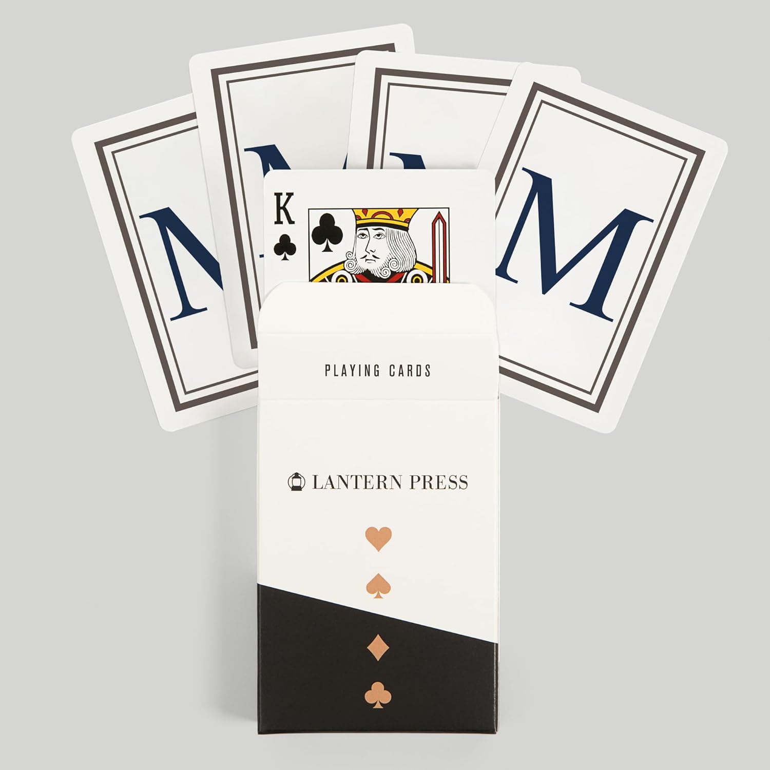 Lantern Press Monogram, Estate, Gray and Blue, M, 52 Playing Cards for Adults, Poker Size Card Deck