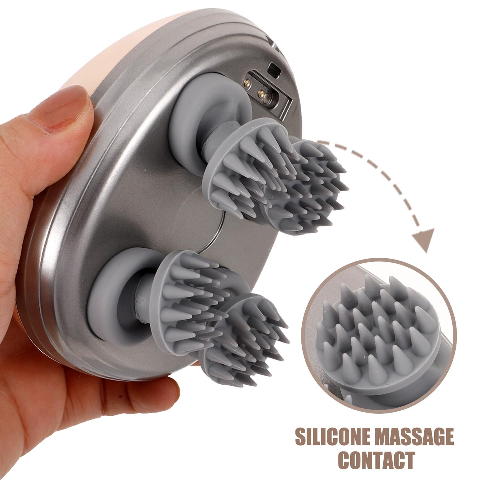 IMIKEYA Masajeador Portátil y Múltiple Técnicas de Masaje de Cabeza y Cuero Cabelludo para Experiencia Relajante Recargable Batería de 1150mah, Material Abs y Silicona en Viajes y Baño