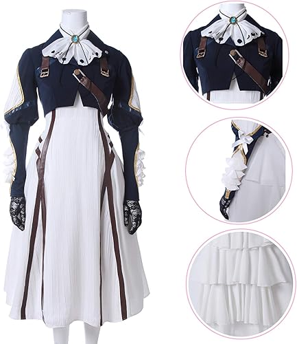 Miniatura 3 de Nuoqi Violet Evergarden - Disfraz de cosplay para mujer, uniforme de anime, traje azul oscuro, Azul oscuro, violeta