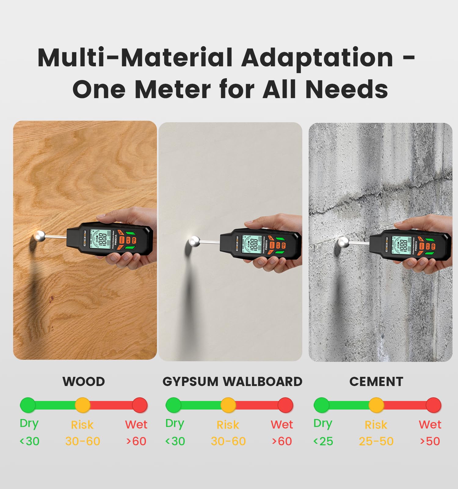 Humidimètre sphérique 5-40 mm pour matériaux de construction bois mur plâtre maçonnerie béton