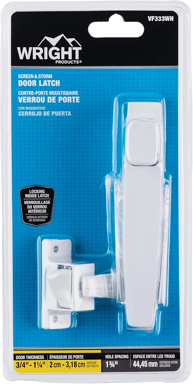 Wright Products - Free Hanging Screen and Storm Door Handle, Replacement Latch Handle for Screen and Storm Doors, No Lock-Out Technology, Easy Installation, Modern Design (Transitional, White)
