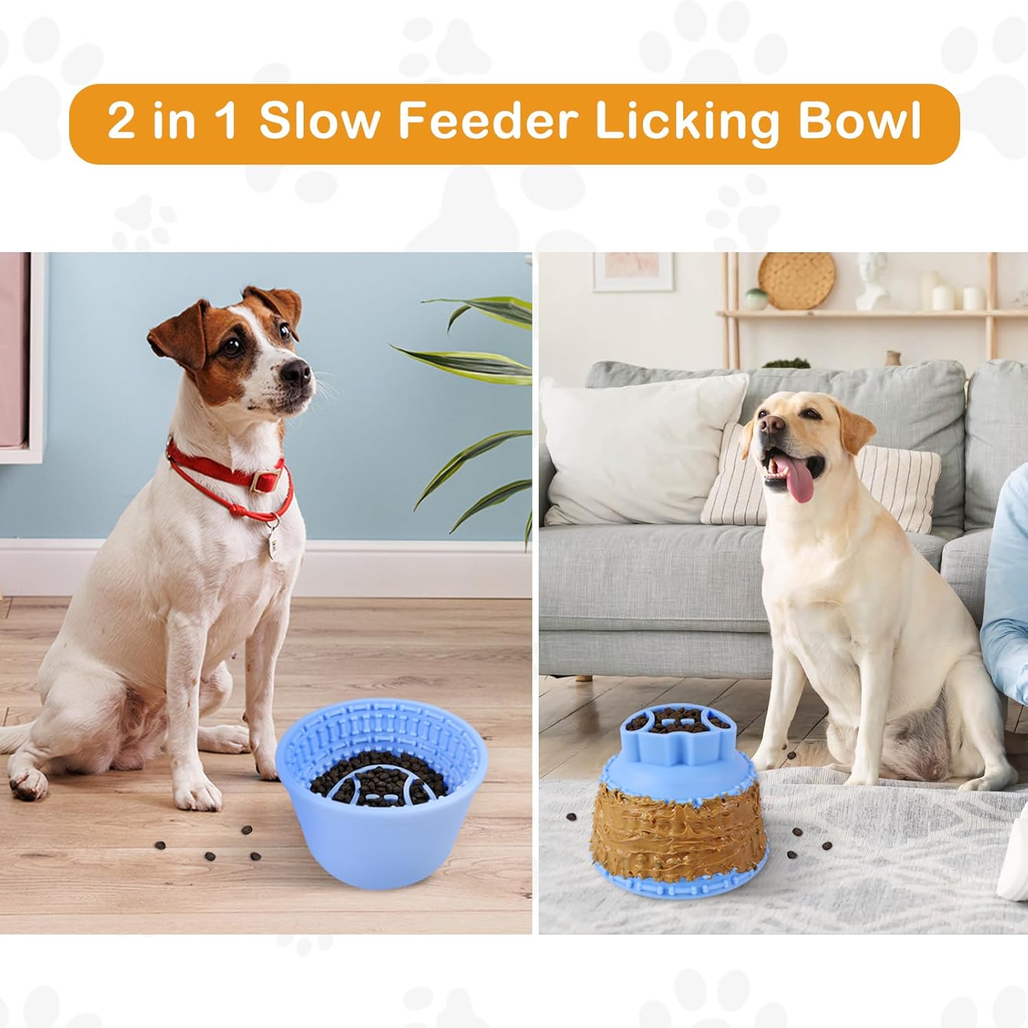 Slow Feeder Dog Freeze Bowls, Slow Feeding Dogs Bowl Large Breed, Silicone Puppy Lick Pad for Fast Eater, Dog Food Feeding Bowl with Lick Mat to Slow Down Eating