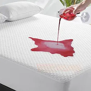 Twin XL Mattress Protector 100% Waterproof,Cooling Breathable Mattress Cover for Single College Dorm Fitted 8-21" Mattress Vinyl-Free (Beehive,Twin XL)