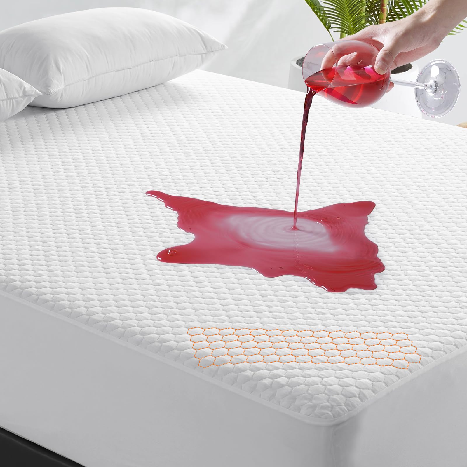 Coprimaterasso In Cotone Biologico 100% - Queen Size, Trapuntato, Traspirante E Lavabile, Avorio - Alta Qualità 300 G/m² - Foto 6