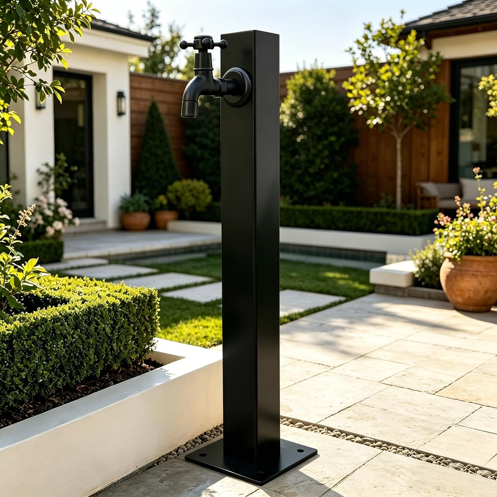 Lonmrrton B Outdoor Garden Water Column Rass Faucet, Vertical Floor Mounted Tap, 304 Stainless Steel Water Post For Patio Ackyard, Ottom Or Side Inlet(,Height: 95Cm/37.4In)
