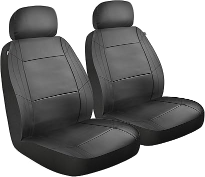 Custom Accessories 2-Piece Midnight Plush Seat Covers for Cars, Trucks, and SUVs, Vegan Leather Seat Cover for Cars, Universal-Fit Car Seat Covers, Interior Accessories - Black