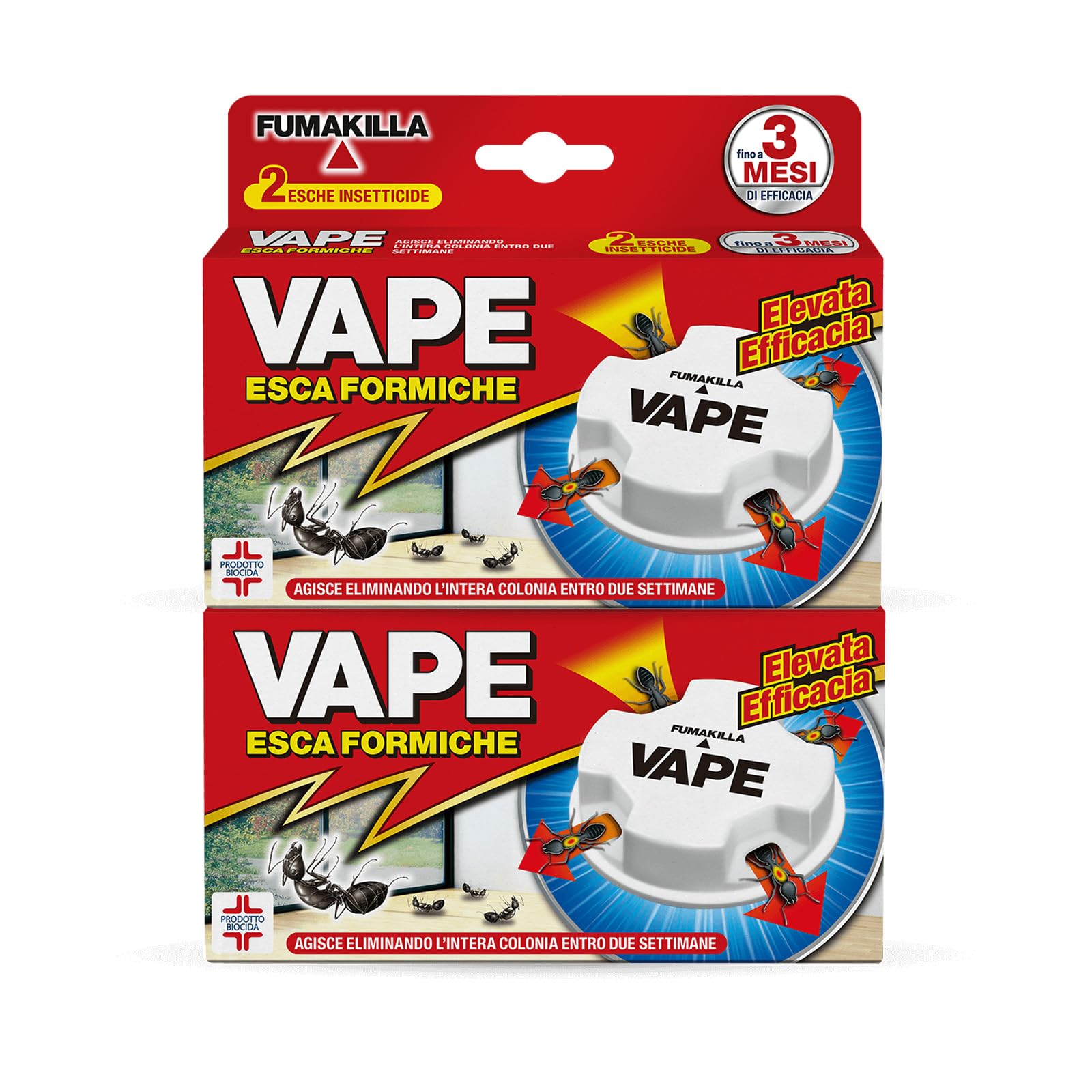 Insetticida Vape Antiformiche - 2 Confezioni da 2 Esche Per Uso In Spazi Interni e Esterni