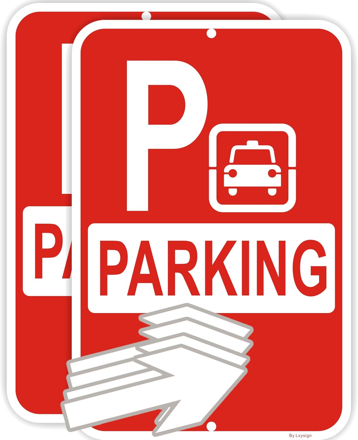 (2Pack) Parking Sign with Directional Arrows, Event Parking Signs 18"x12" Reflective Aluminum Sign, for Event Outdoor Yard Lawn, Adjustable Arrow Direction